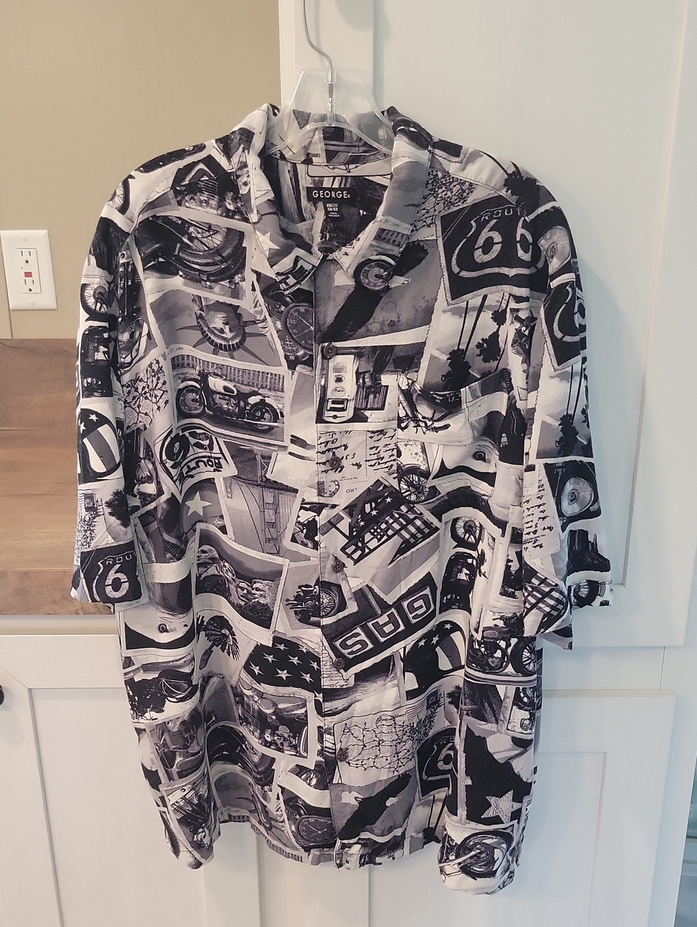 George Black & White Collage Graphic Button-Down Shirt